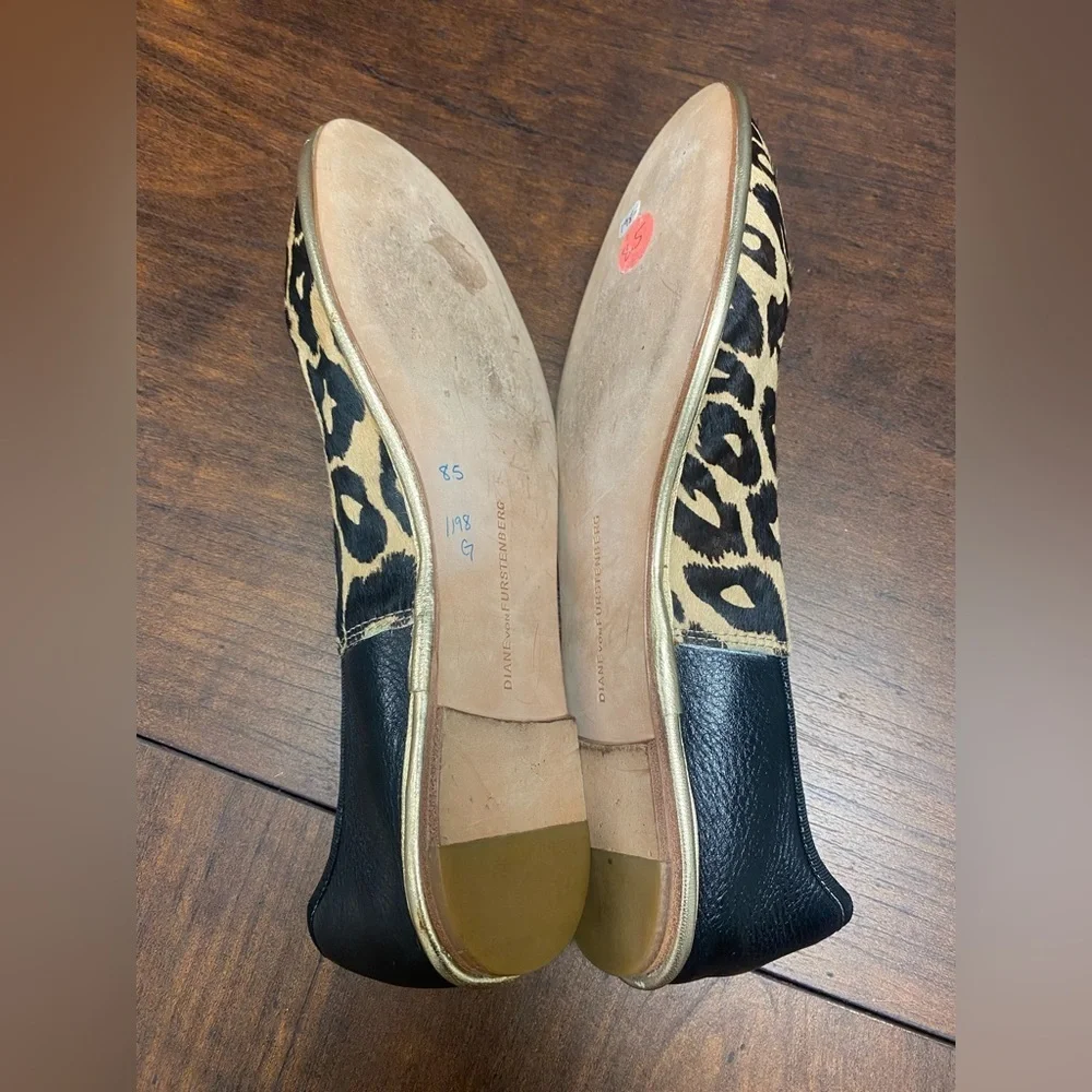 Diane Von Furstenberg Botswana Calf Hair Leopard Flats Size 8.5